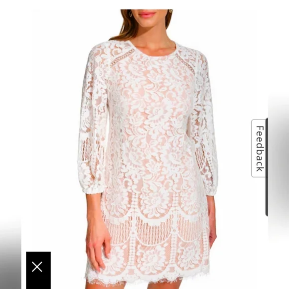 Vince Camuto Women's 3/4 Sleeve Solid Lace Shift Dress, 12 Vince Camuto Women's 3/4 Sleeve Solid Lace Shift Dress, 12